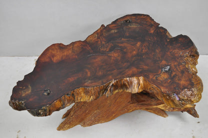 Vintage Mid Century Modern Burl Wood Slab Driftwood Sculptural Coffee Table
