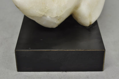 Vintage Modernist Abstract Carved Alabaster Marble Female Bust Figure Sculpture