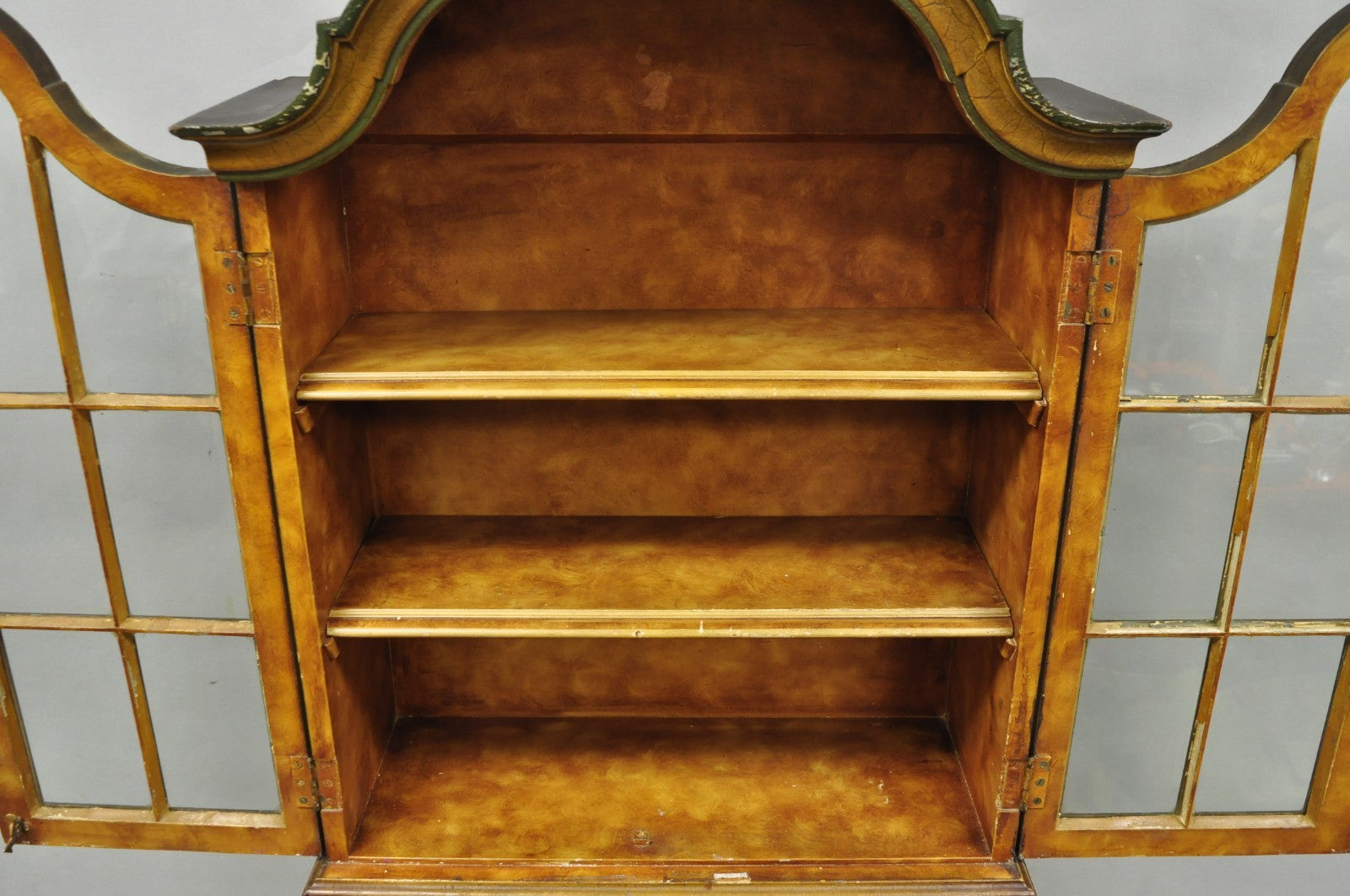 Antique English Adams Style Distress Hand Painted Narrow Secretary Writing Desk