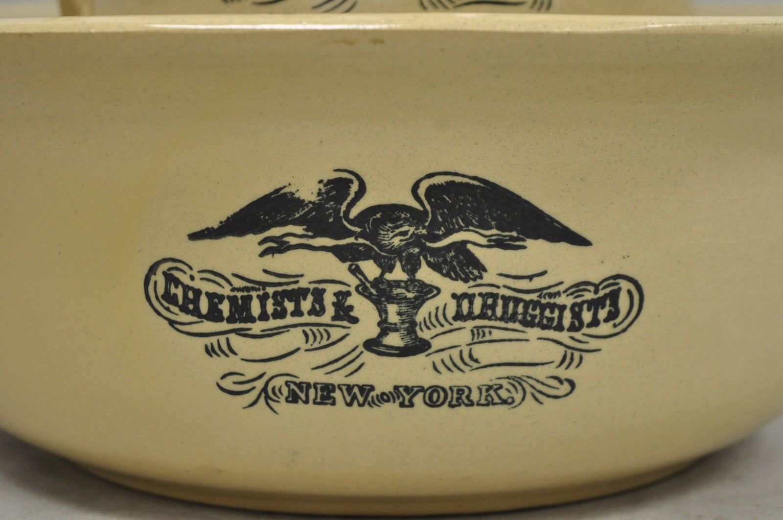 Hegeman & Co. Large Pitcher w Basin 1837 Stoneware Drugs Medicines NY Apothecary