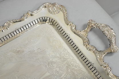 English Silver Large Victorian Silver Plated Rectangular Serving Platter Tray