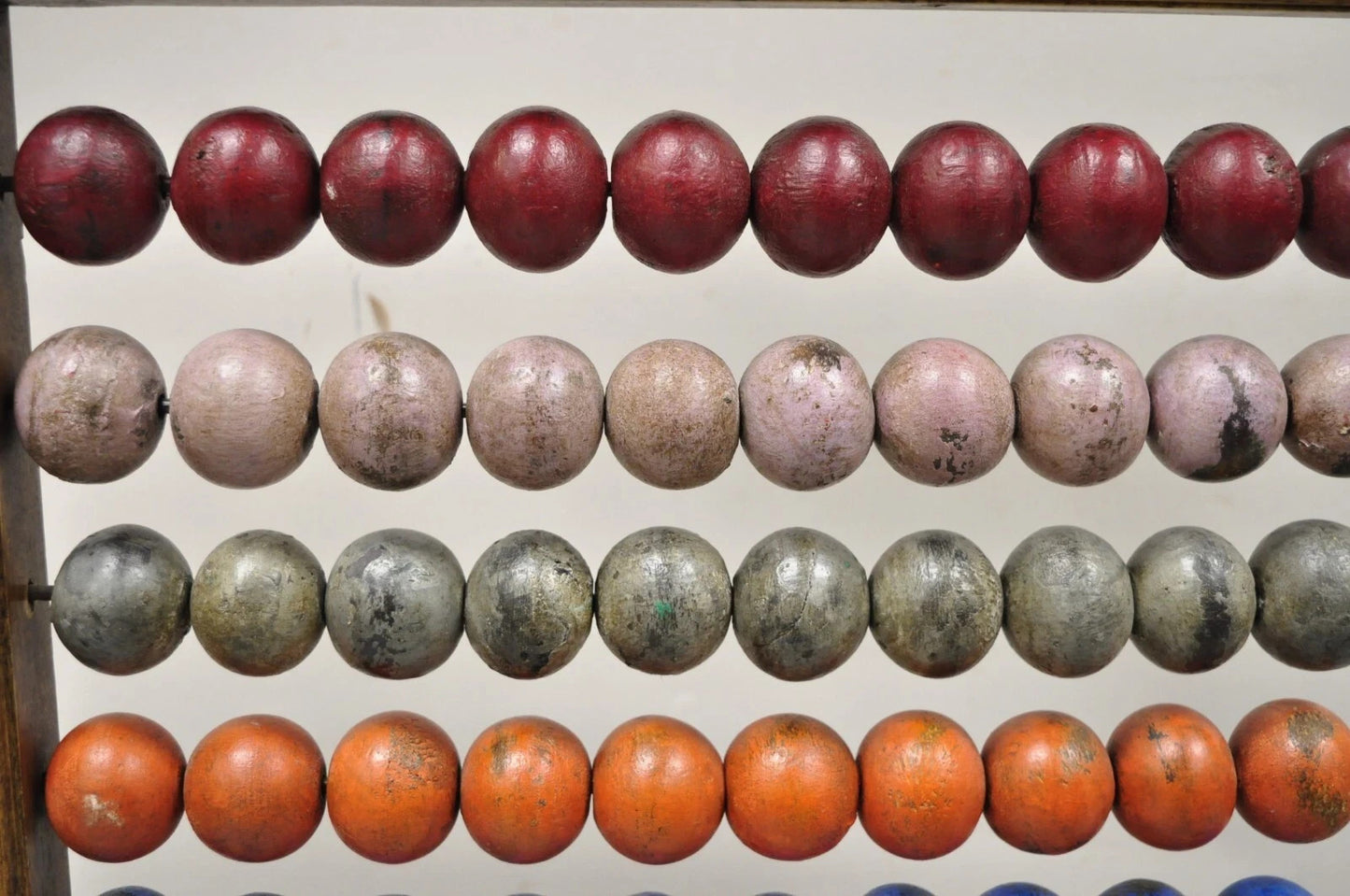 Large Vintage Mongolian Wooden Standing Math Abacus with Painted Wooden Balls