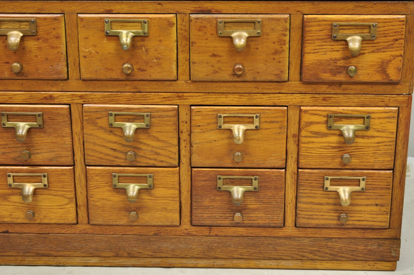 Antique Arts & Crafts Library 15 Drawer Mission Oak Stacking Card File Cabinet