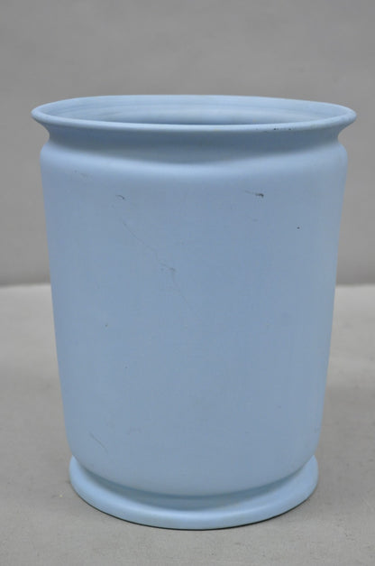 Vintage Flambro Cameo Iris Blue Jasperware Wedgwood Style Floral Cachepot Vase