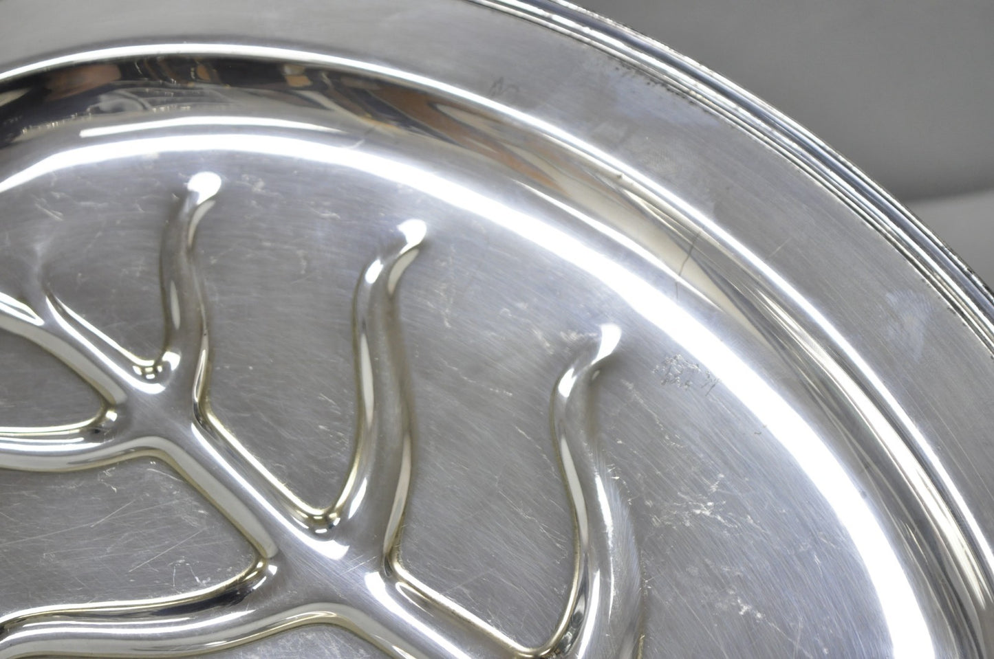 Vintage Crescent Regency Style Silver Plated Oval Cutlery Serving Platter Tray