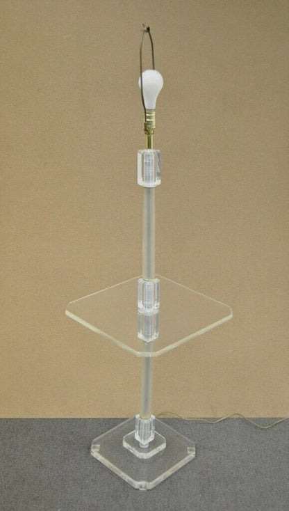 Vintage Mid Century Modern Clear Lucite Occasional Accent Floor Lamp Side Table