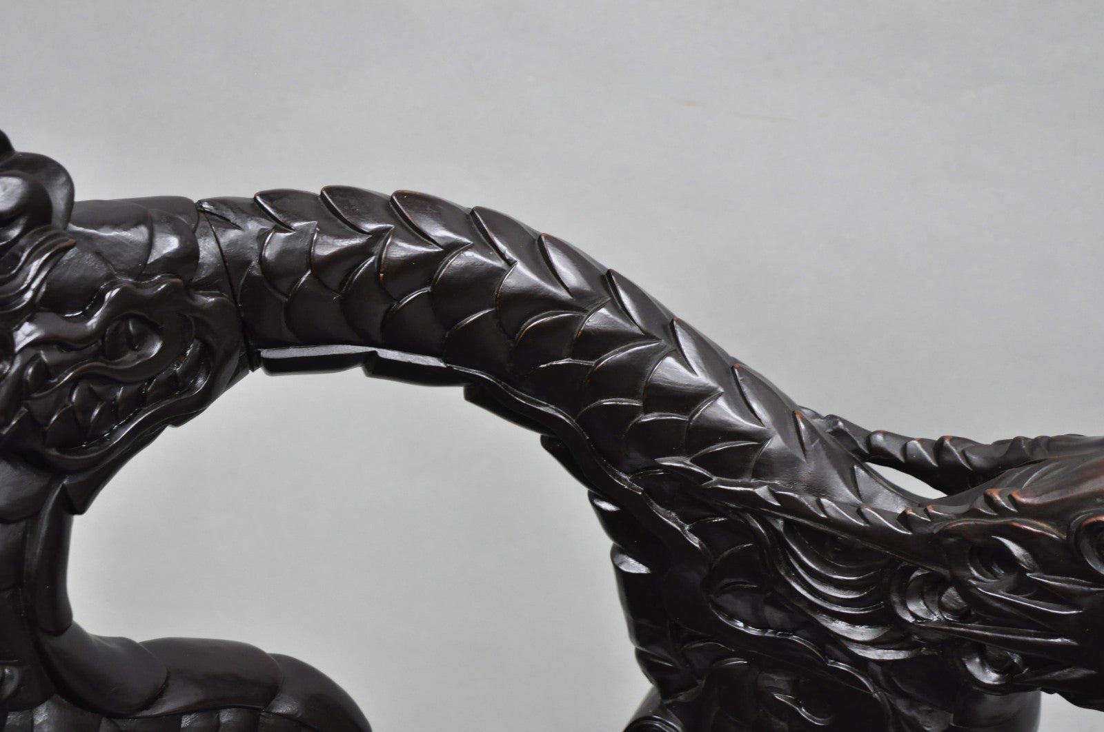 Antique Japanese Dragon Carved Wood Export Oriental Palace Lounge Arm Chair