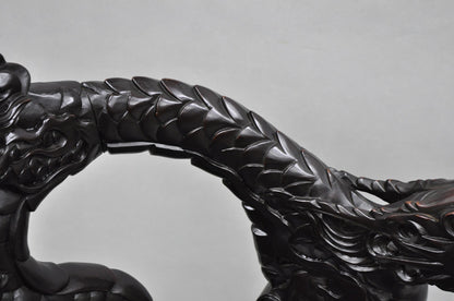 Antique Japanese Dragon Carved Wood Export Oriental Palace Lounge Arm Chair