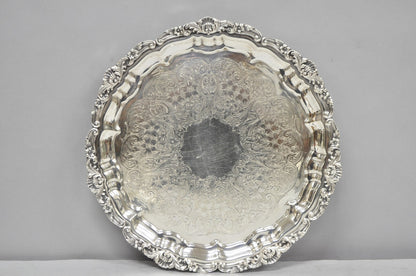 Vintage Poole Silver 3209 Victorian 12" Round Silver Plated Salver Platter Tray