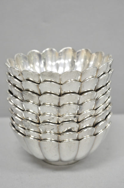 Vintage Regency Style Silver Plated Scalloped Stacking Nut Dish Bowl - Set of 8
