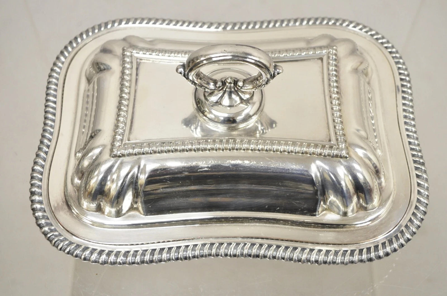 Vintage English Regency Silver Plated Covered Vegetable Serving Platter Dish