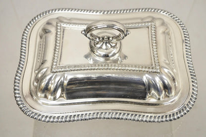 Vintage English Regency Silver Plated Covered Vegetable Serving Platter Dish
