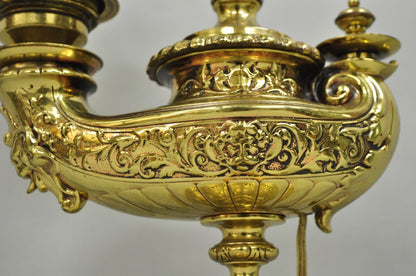 Antique Wild & Wessel Italian Classical Style Brass Figural Lantern Desk Lamp