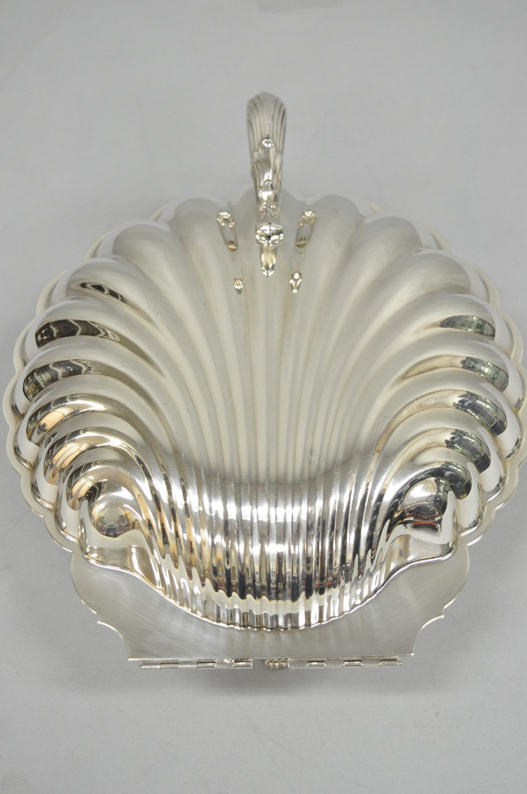 Vintage English Regency Silver Plated Clam Shell Hinged Serving Platter Dish
