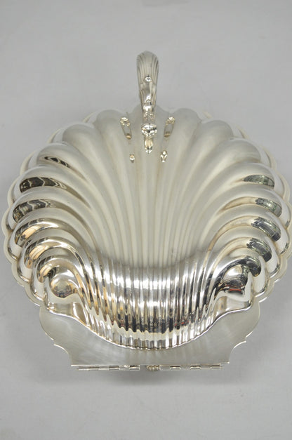 Vintage English Regency Silver Plated Clam Shell Hinged Serving Platter Dish
