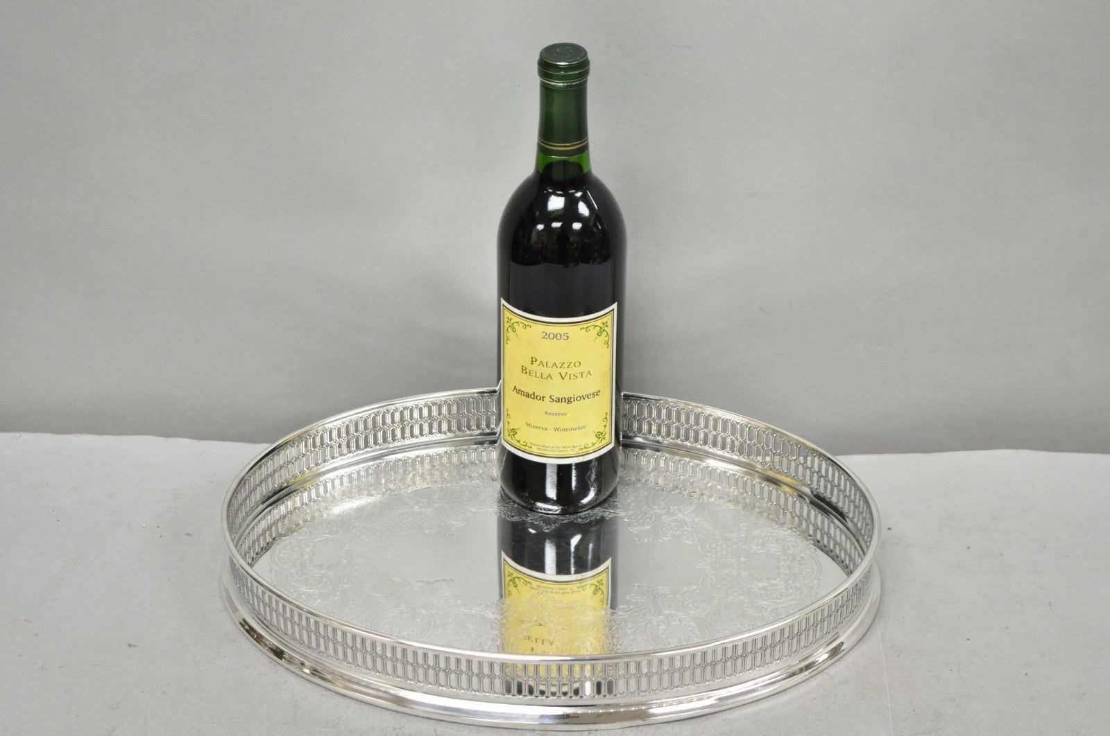 Vintage William Adams WA Italy Silver Plated Oval Raised Gallery Bar Tray