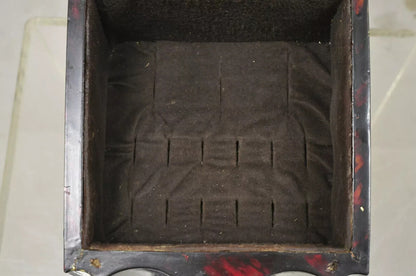 Vintage George III Style Lacquered Wood Hand Painted Butterfly Flower Knife Box