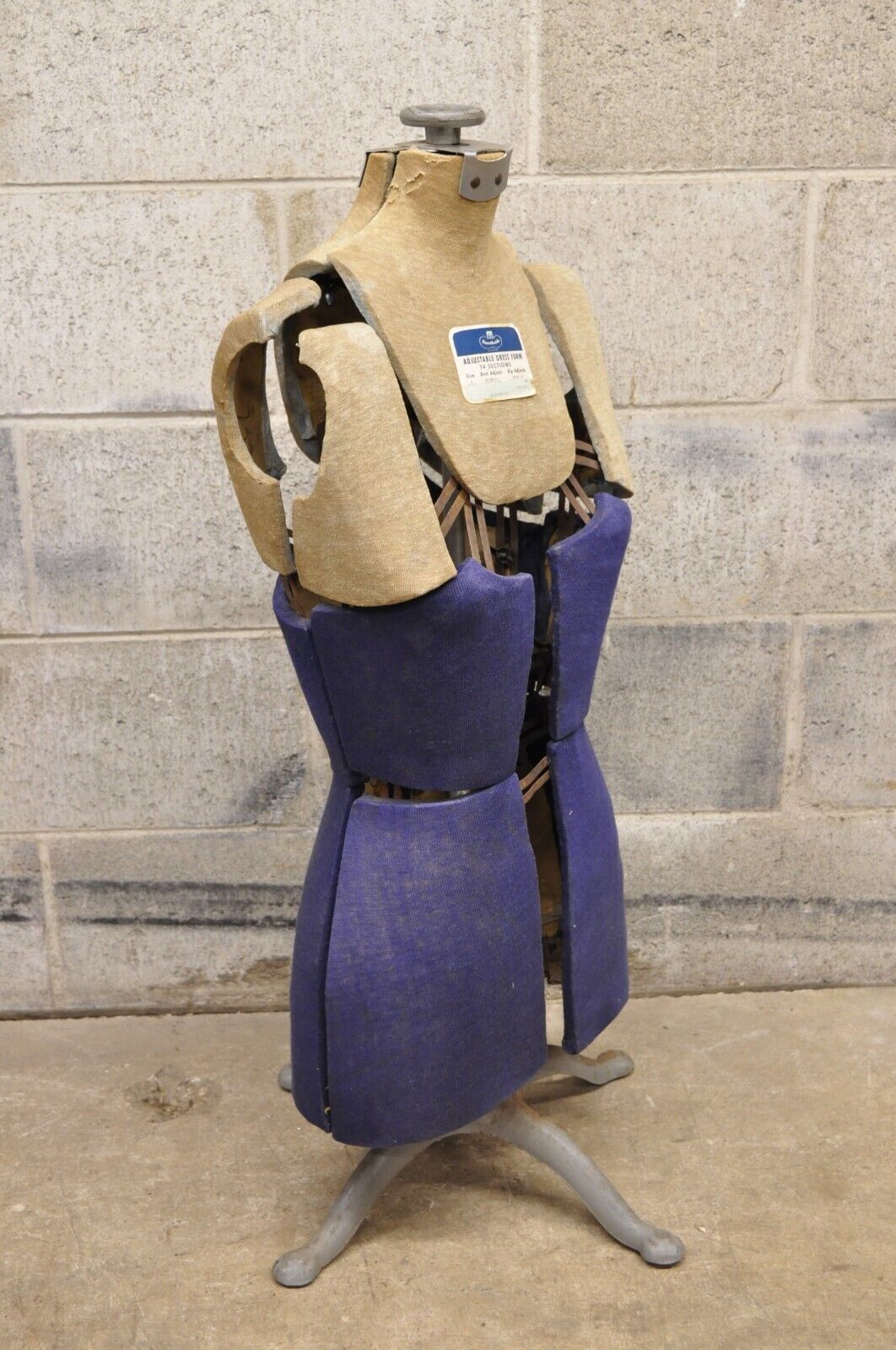 Vintage Hearthside Adjustable Dress Form Mannequin Size A on Iron Stand