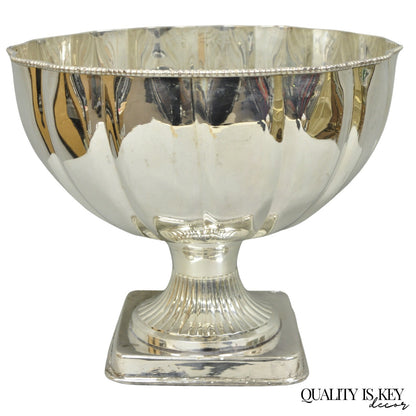 Regency Style Silver Plated Scalloped Pedestal Punch Bowl Champagne Ice Bucket