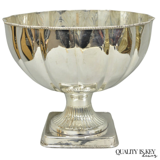 Regency Style Silver Plated Scalloped Pedestal Punch Bowl Champagne Ice Bucket