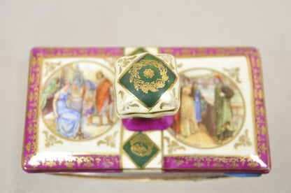 Antique Old Vienna Paris Porcelain Inkwell and Ink Blotter Desk Set -  2 Pc Set