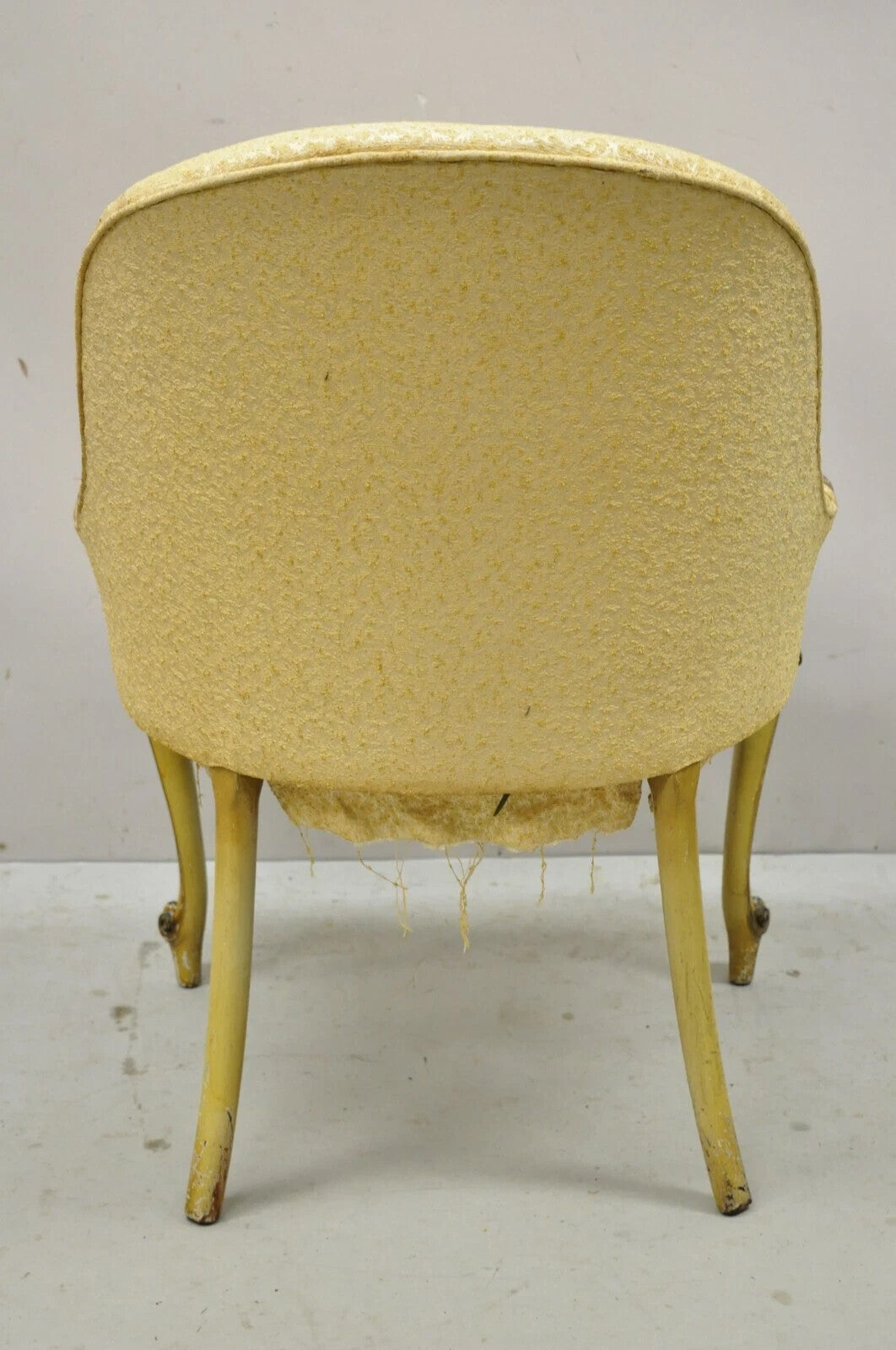 Antique French Louis XV Style Cream Painted Boudoir Vanity Accent Side Chair