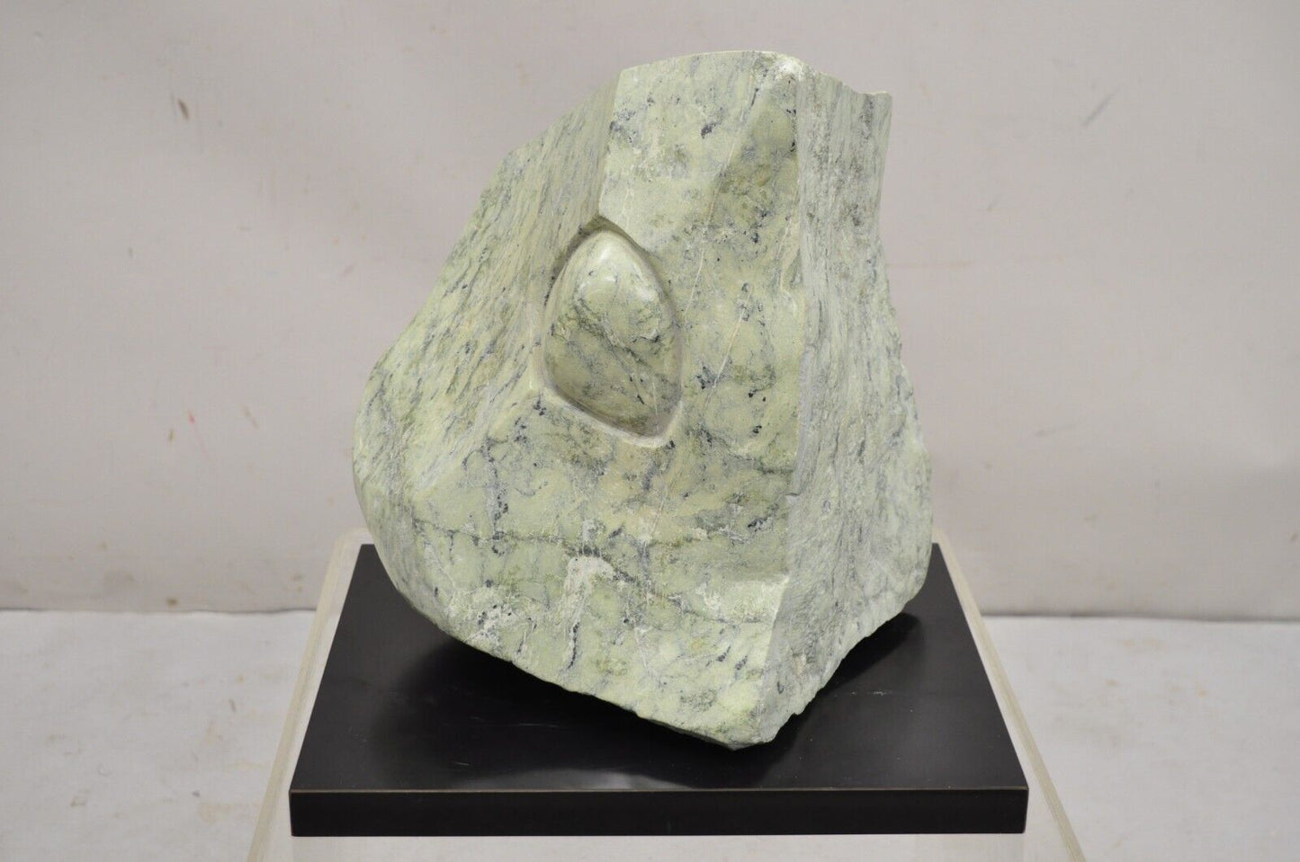 Sheryl C. Benjamin Carved Green Marble Abstract Modern Stone Sculpture