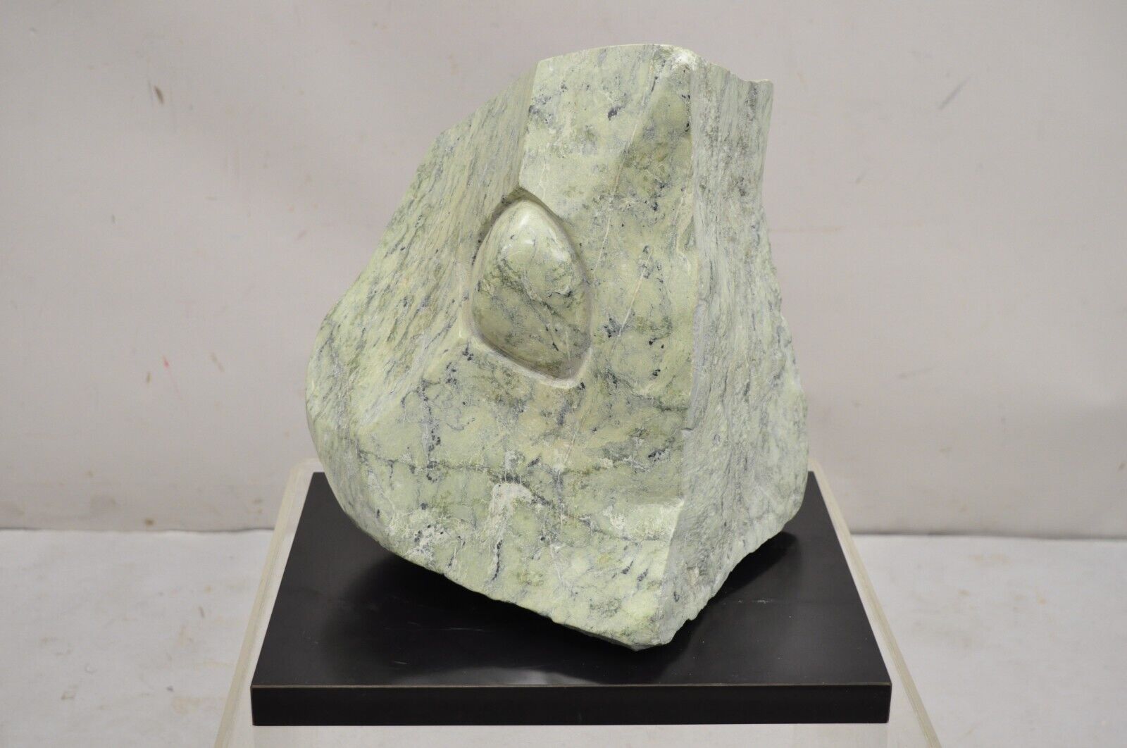 Sheryl C. Benjamin Carved Green Marble Abstract Modern Stone Sculpture