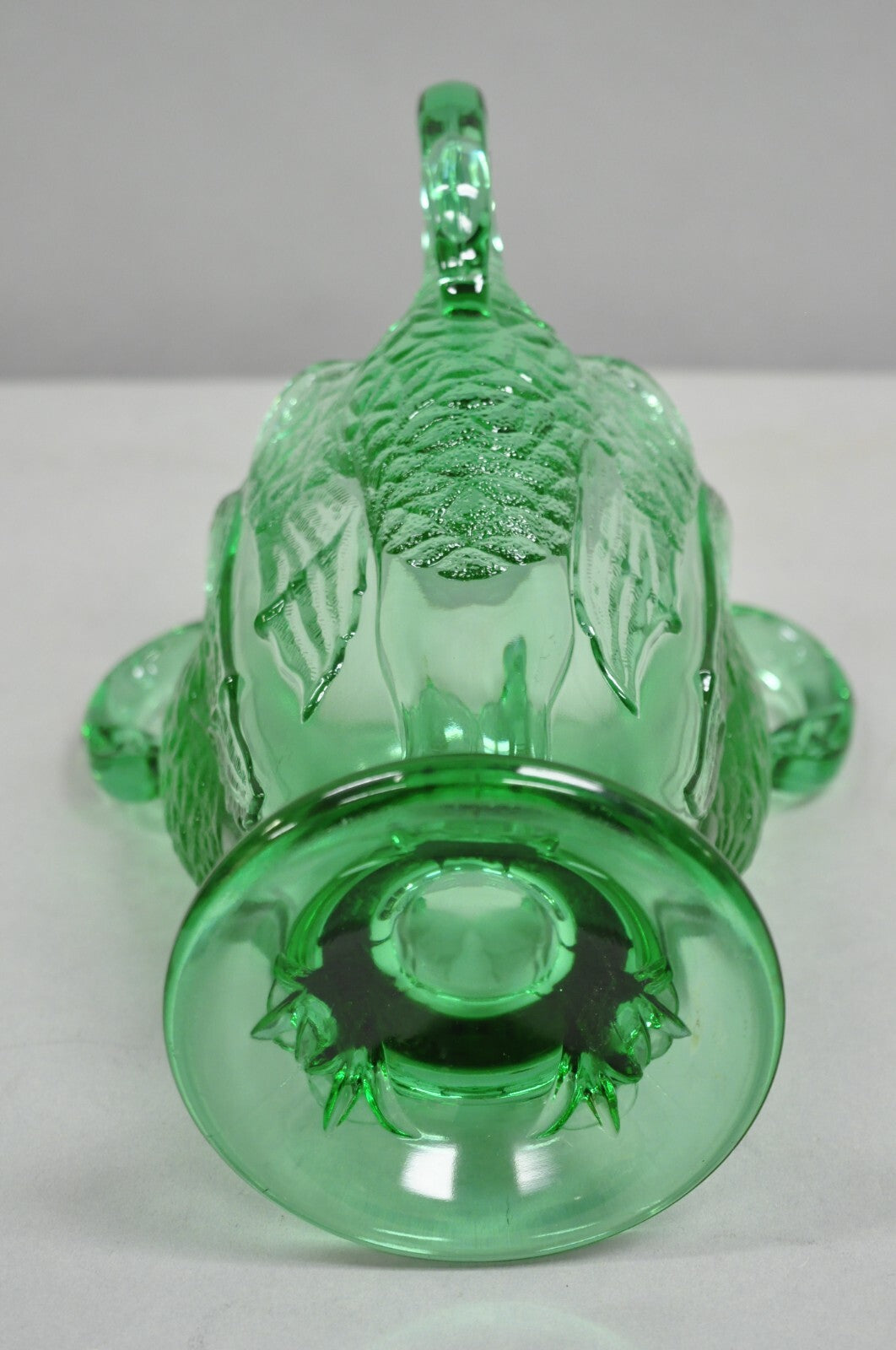 Vintage Imperial Glass Co. Carnival Glass Emerald Green 3 Headed Swan Crane Vase