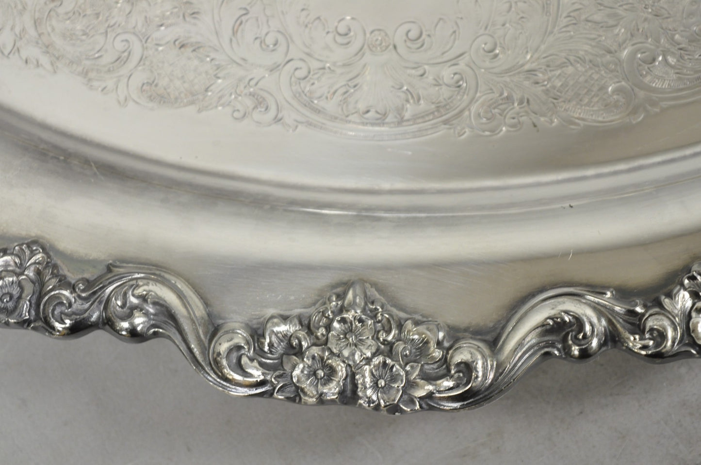 Vintage Poole 400 Lancaster Rose Silver Plated Bar Serving Platter Tray on Feet