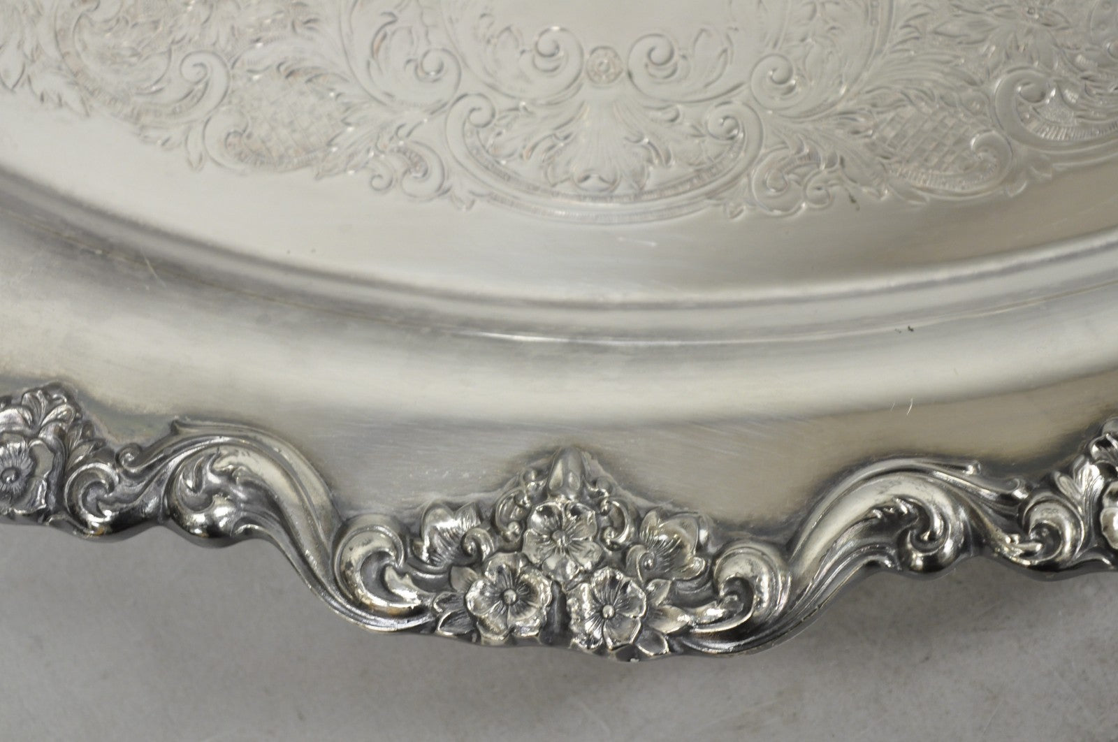 Vintage Poole 400 Lancaster Rose Silver Plated Bar Serving Platter Tray on Feet