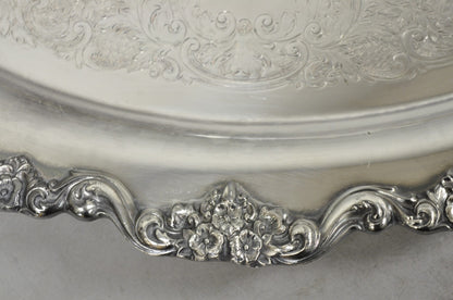Vintage Poole 400 Lancaster Rose Silver Plated Bar Serving Platter Tray on Feet