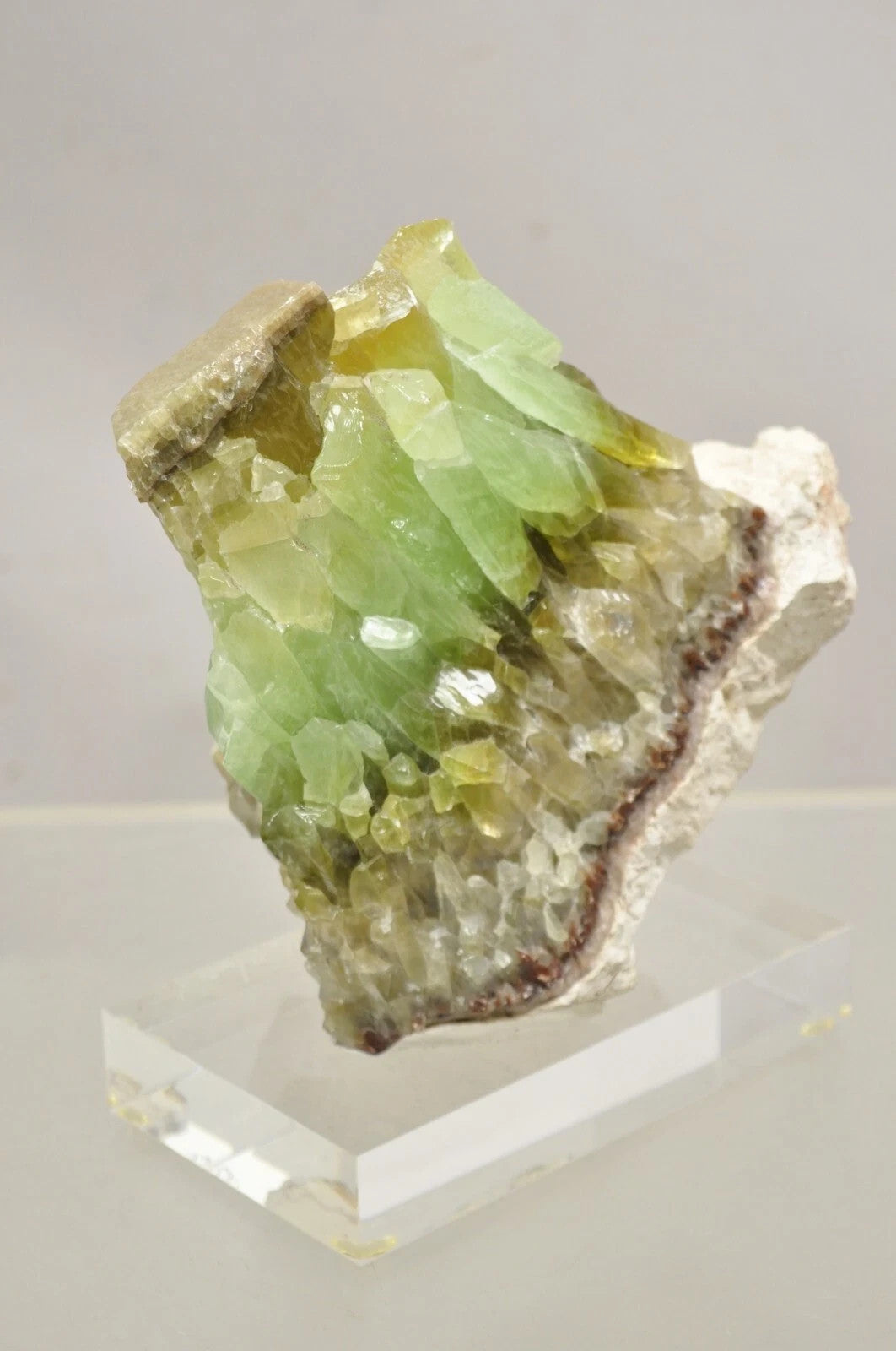 Large Green Calcite Quartz Mineral Geode Specimen Sculpture by Brenda Houston