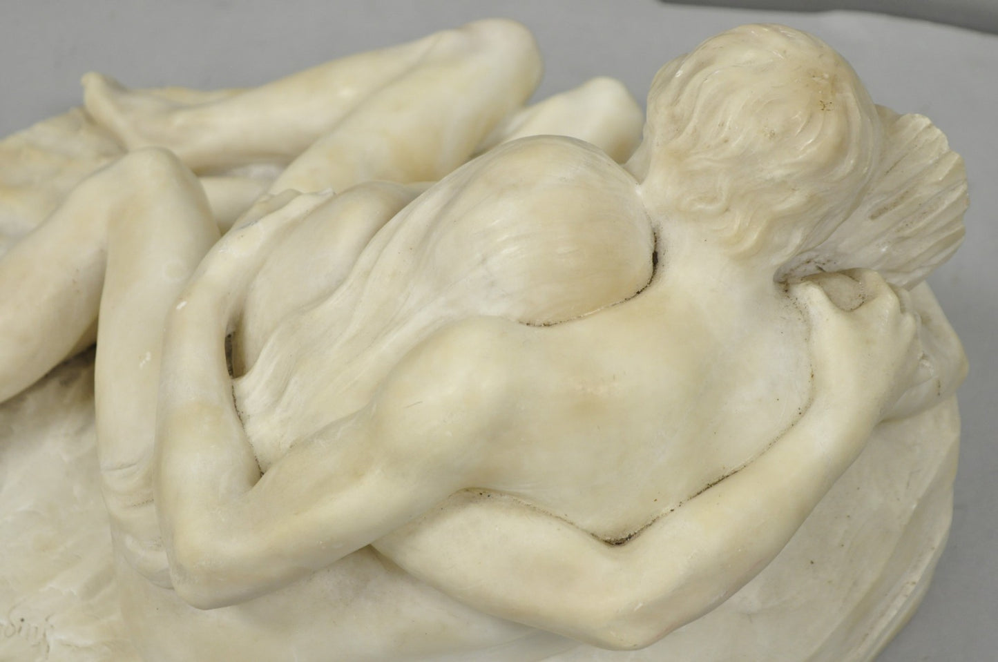 Stephan Abel Sinding (1846-1922) "Lovers Couple" Alabaster Marble Sculpture