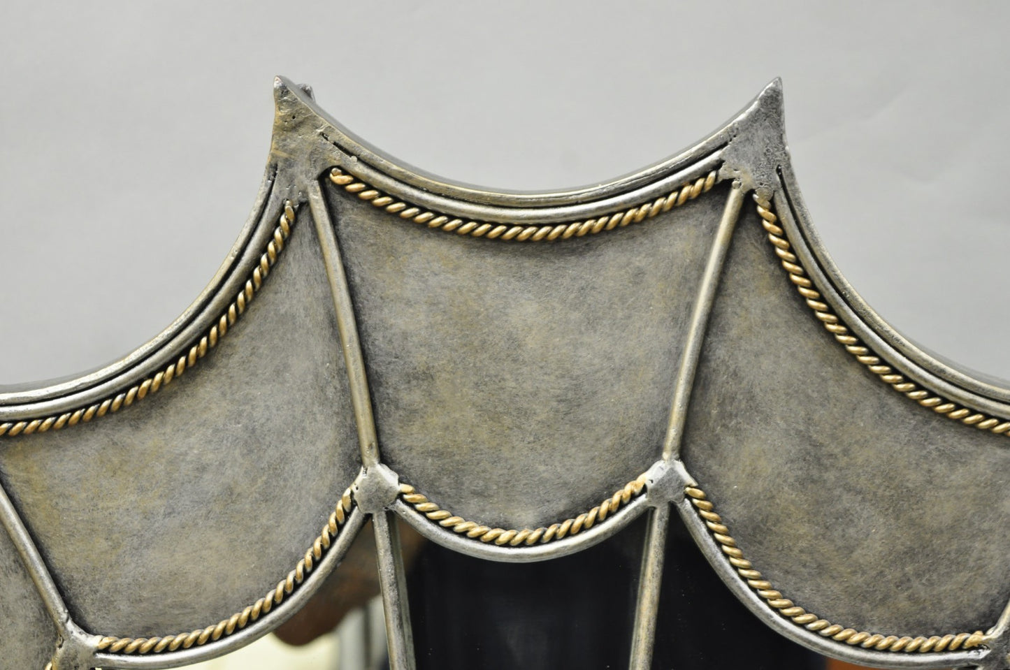 Contemporary Mediterranean Style Silver Gilt Iron Metal Mirror Fireplace Screen