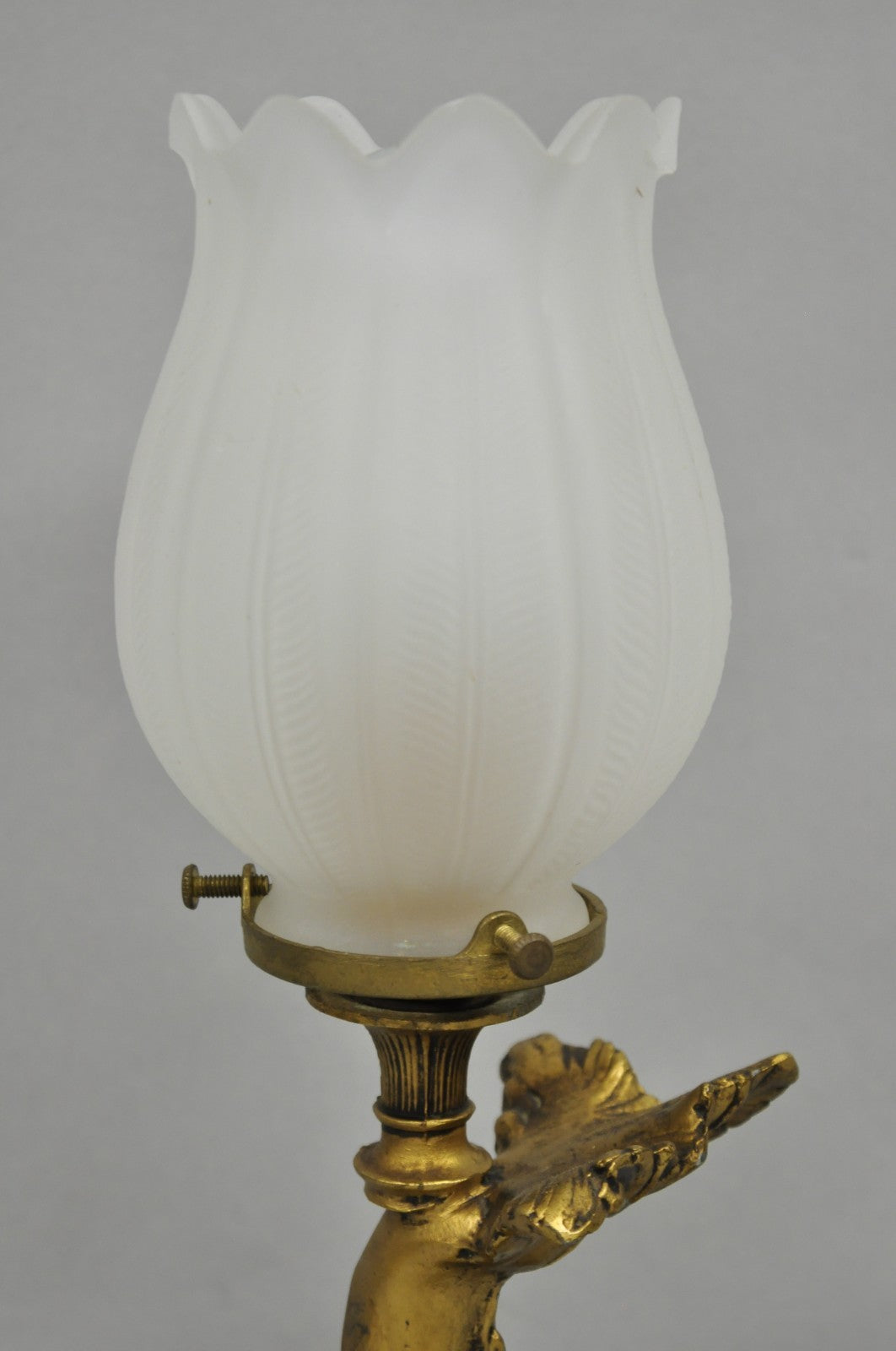 Antique French Art Nouveau Small Gold Gilt Metal Figural Dolphin Table Lamp