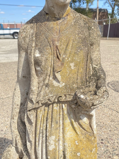 Vintage Greek Classical Goddess Hebe Concrete Stone 40" Garden Statue Figure