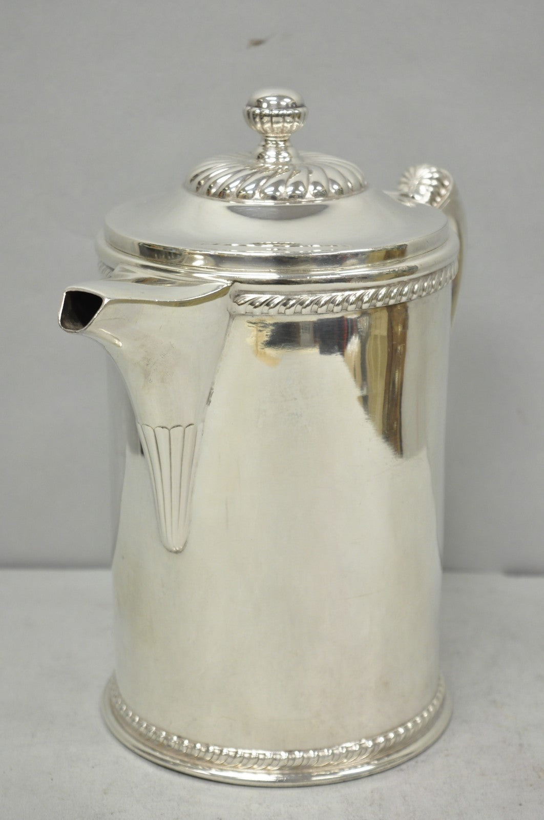 Antique English Victorian Silver Plated Enamel Line Large Beverage Water Pitcher