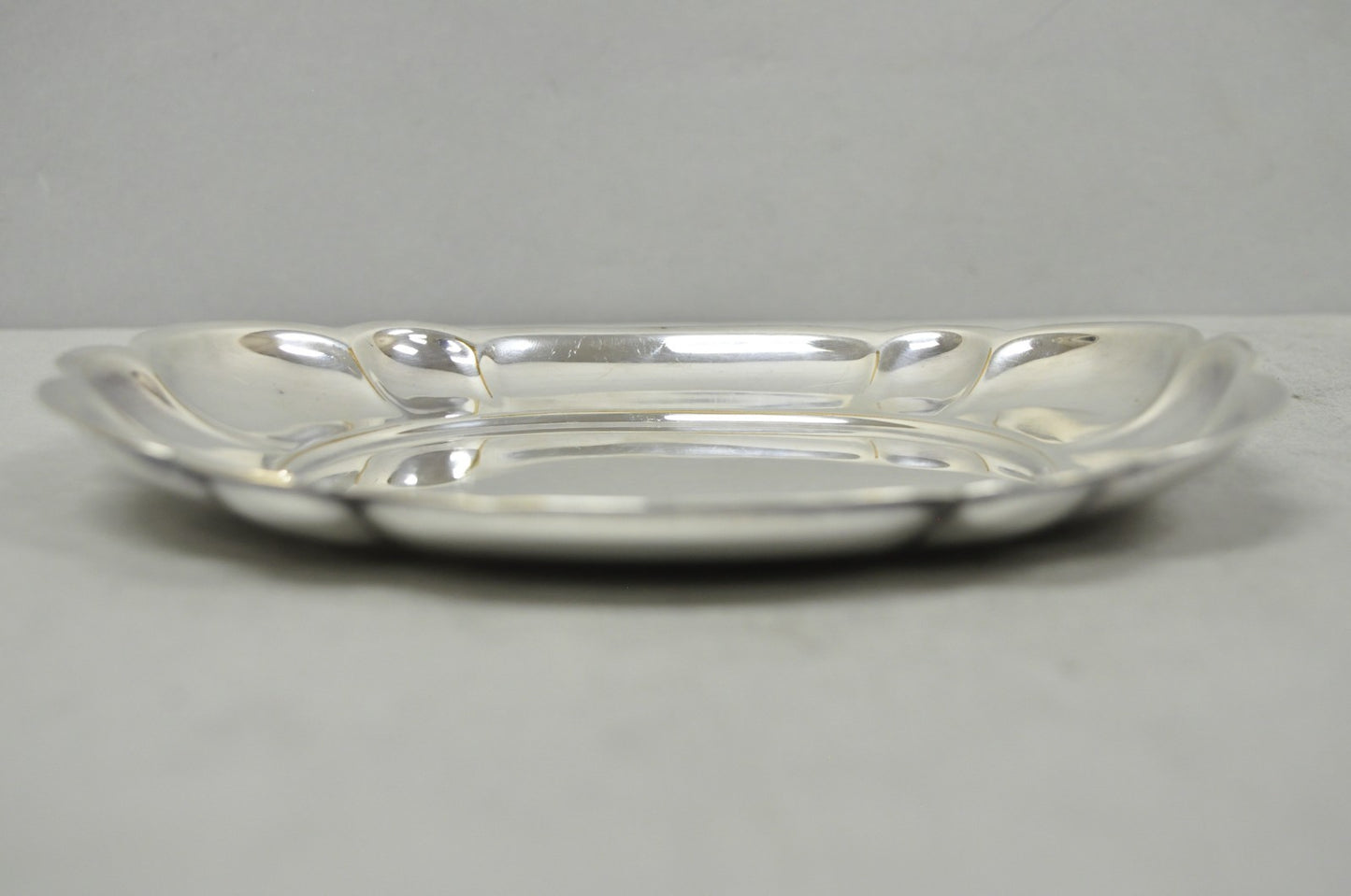 Antique Gorham YC 644 Engraved Silver Plated Small Scalloped Serving Dish