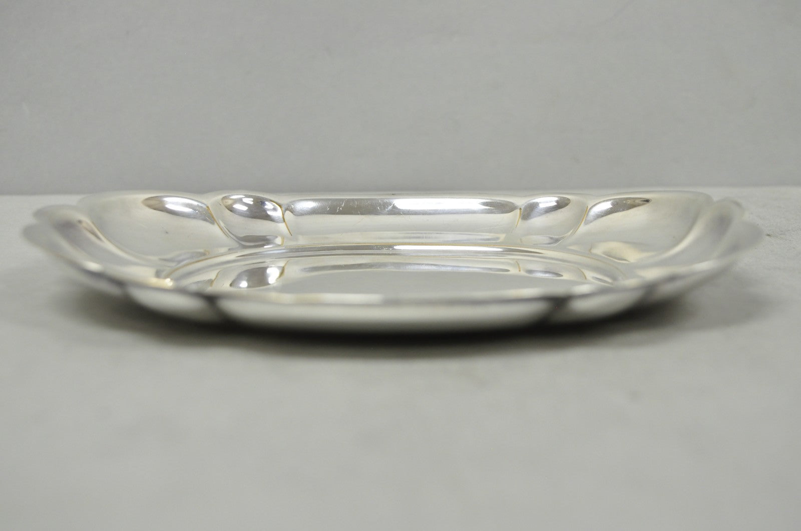 Antique Gorham YC 644 Engraved Silver Plated Small Scalloped Serving Dish
