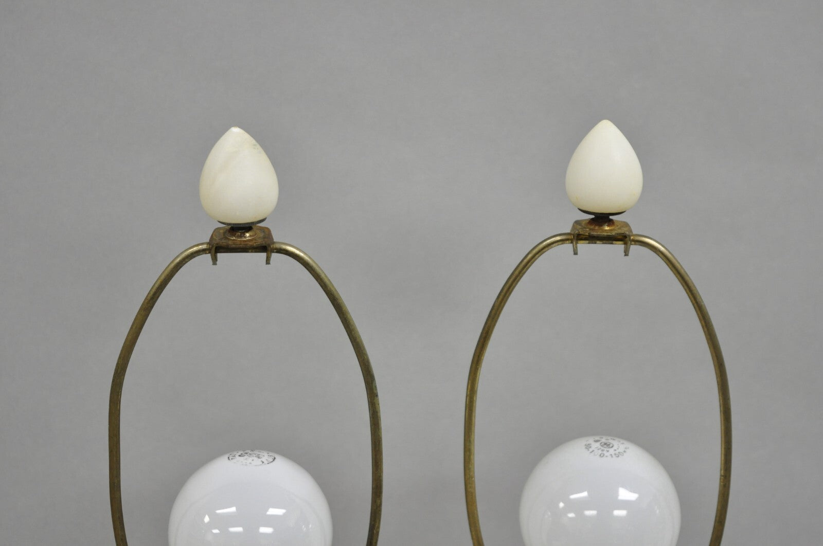 Antique French Empire Neoclassical Carved Alabaster Urn Table Lamp - a Pair