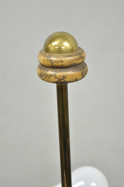 Vintage Italian Regency Style Brass & Wood Old World Globe Table Lamp by Hart