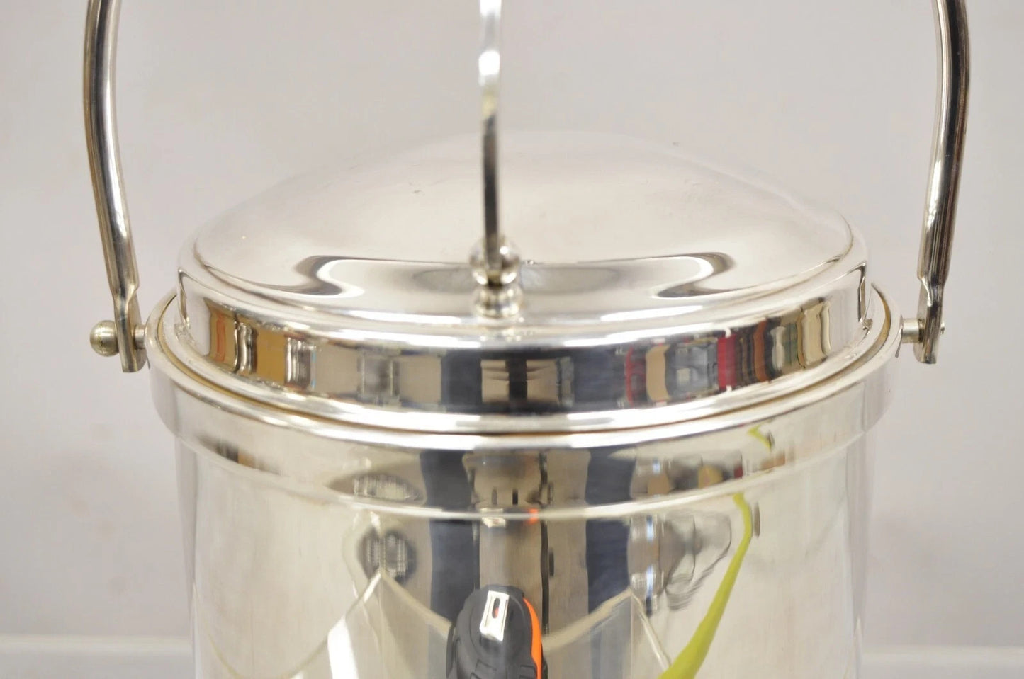 Vintage Wallace Mid Century Modern Silver Plated Glass Lined Hinged Ice Bucket