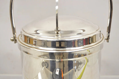 Vintage Wallace Mid Century Modern Silver Plated Glass Lined Hinged Ice Bucket