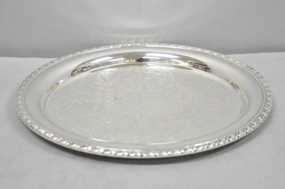 Vintage Oneida Victorian Style 12" Round Silver Plated Serving Platter Bar Tray