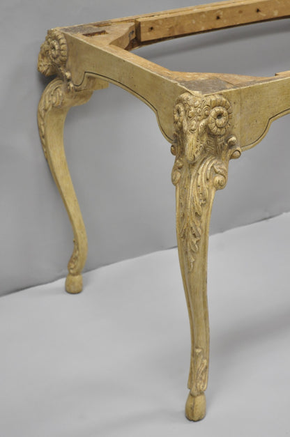 Vintage Italian Regency Rams Head Carved Hoof Foot Console Table Base