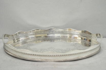 Vintage Israel Freeman and Son English Edwardian Oval Silver Plated Platter Tray