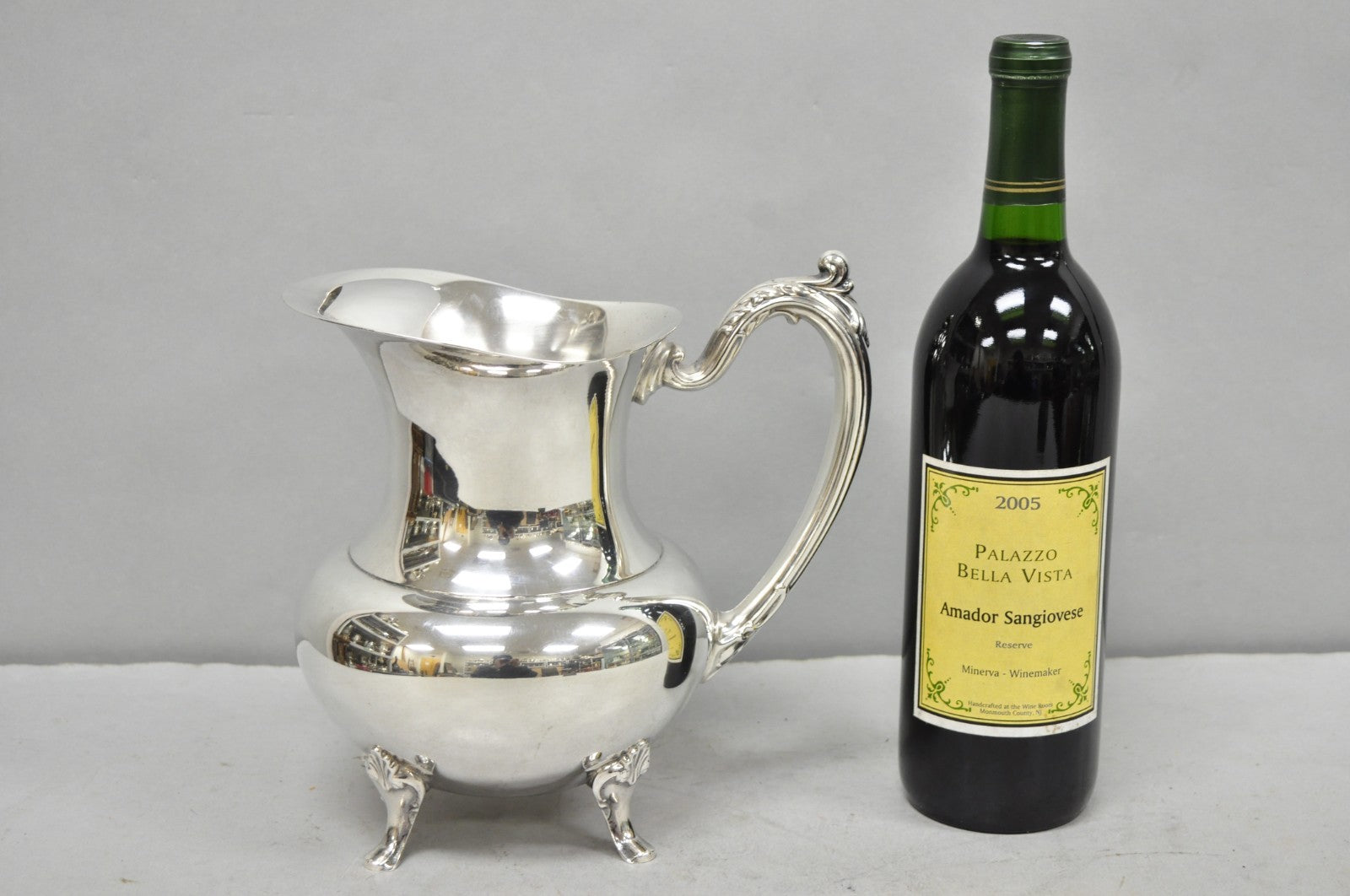 Vintage Oneida Victorian Silver Plated Ice Lip Footed Lemonade Water Pitcher