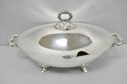 Vintage Poole Regency Style Footed Silver Plated Lidded Soup Tureen Serving Bowl