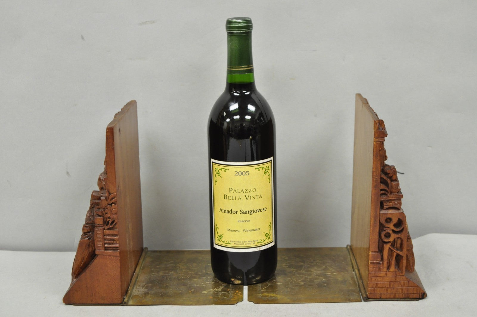 Vintage Chinese Hand Carved Hard Wood Scholar Bookends by George Zee - a Pair